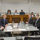 (Left to right) Chapman University’s Spencer Shain and Jared Silverstone take on Villanova University’s Tyler MacDougall, Jason Kaner, and Anthony Malky in the championship round of Tulane Sports Law’s 4th Annual Professional Football Negotiation Competition. (Alina Hernandez/Tulane University Law School)
